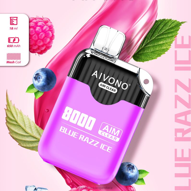Aivono AIM CLEAR 8000 modrý razz led TXXPF202 - Elektronická Cigareta Do Letadla