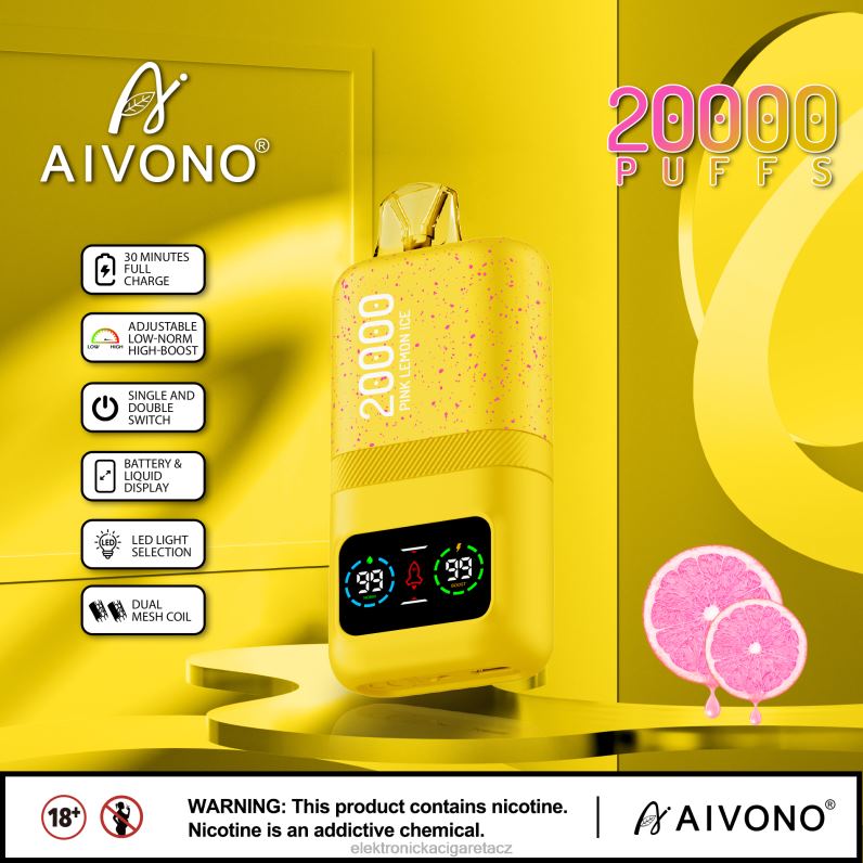 Aivono AIM magic 20 000 růžový citronový led TXXPF83 - Elektronická Cigareta Vape