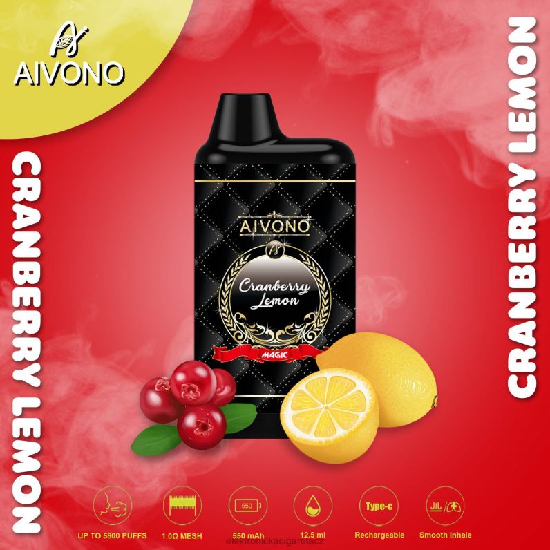 Aivono AIM MAGIC 5800 krabičková cigareta brusinkový citron TXXPF89 - Elektronická Cigareta Iqos