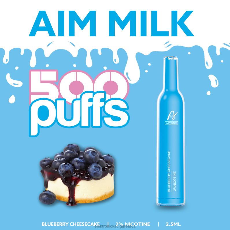 Aivono AIM MILK 500 borůvkový tvarohový koláč TXXPF274 - Elektronická Cigareta Oxva