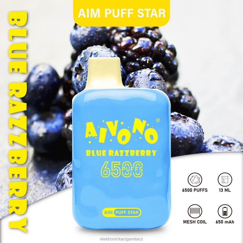 Aivono AIM PUFF STAR 6500 modrá razzberry TXXPF292 - Elektronická Cigareta Do Letadla