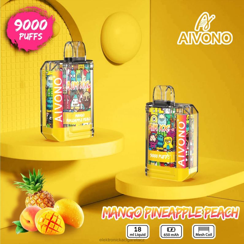 Aivono AIM XXL Průhledná nálepka na ústa 9000 mango ananas broskev TXXPF49 - Elektronická Cigareta Iqos