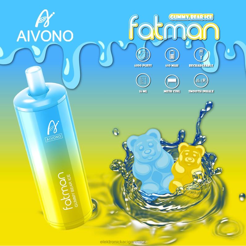 Aivono FATMAN 6800 gumový medvídek led TXXPF32 - Elektronická Cigareta Do Letadla