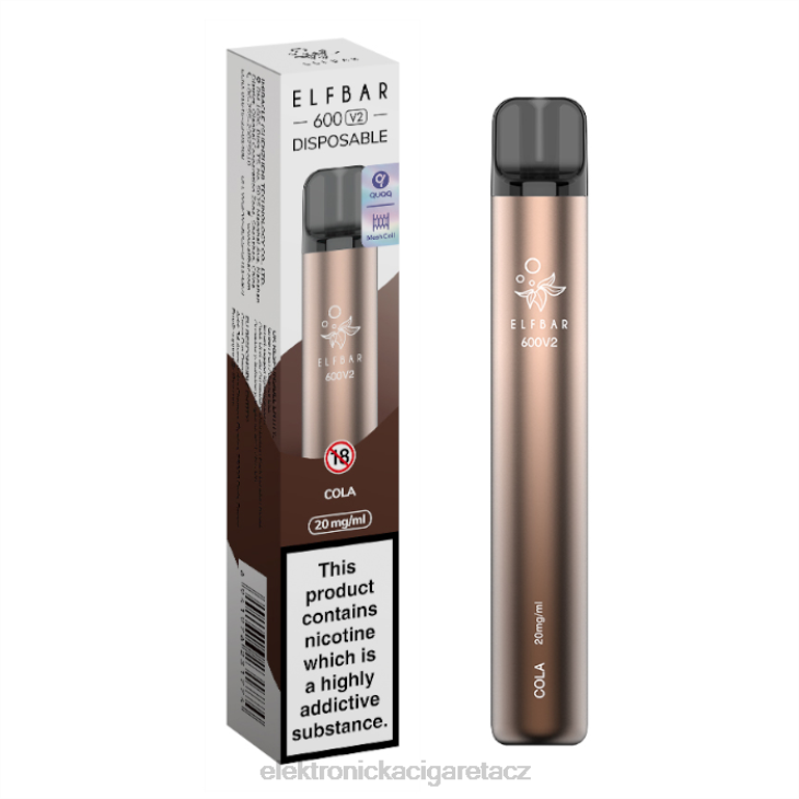 elektronická cigareta bez nikotinu 668X281 cola ELFBAR 600V2 20 mg