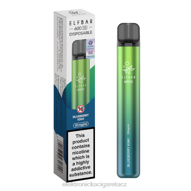 elektronická cigareta doplnovaci 668X276 borůvkové kiwi ELFBAR 600V2 20 mg