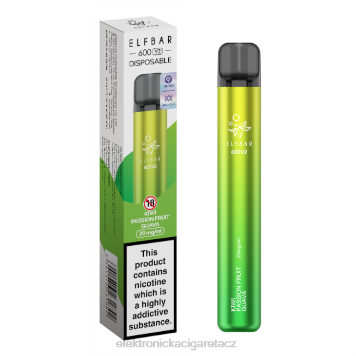elektronická cigareta doplnovaci 668X286 kiwi mučenka guava ELFBAR 600V2 20 mg