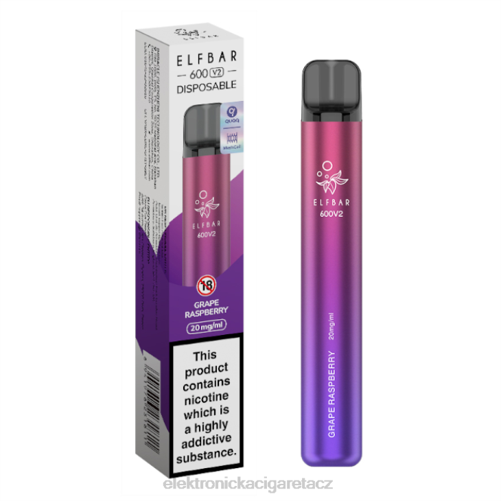elektronická cigareta jednorázová 668X285 hroznová malina ELFBAR 600V2 20 mg