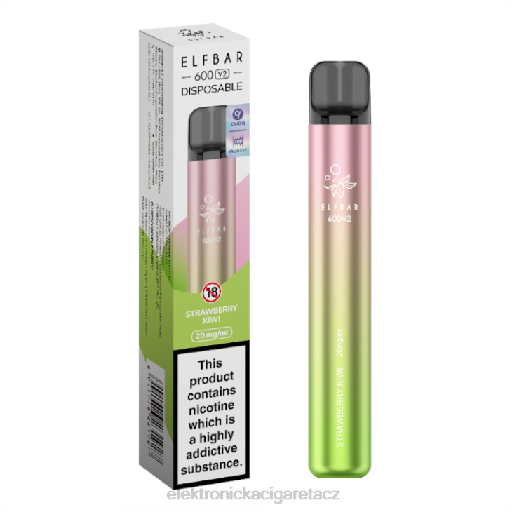 elektronická cigareta jednorázová 668X295 jahodové kiwi ELFBAR 600V2 20 mg