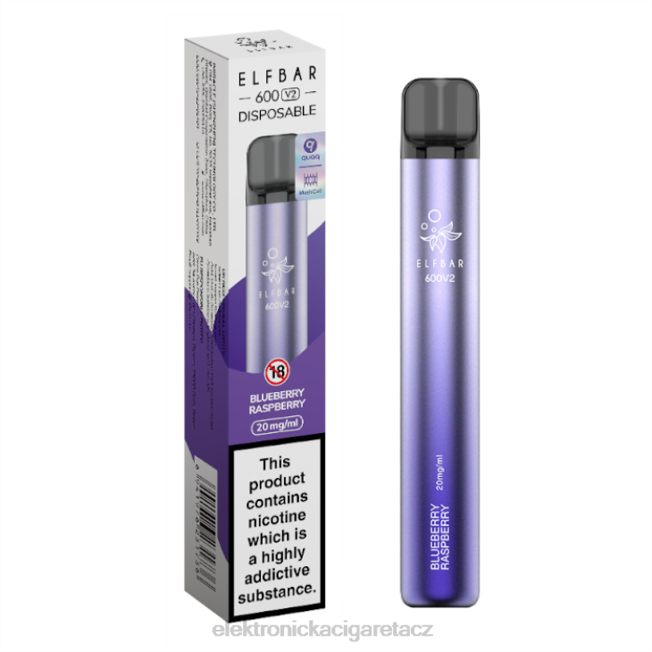 elektronická cigareta na liquid 668X277 borůvka malina ELFBAR 600V2 20 mg
