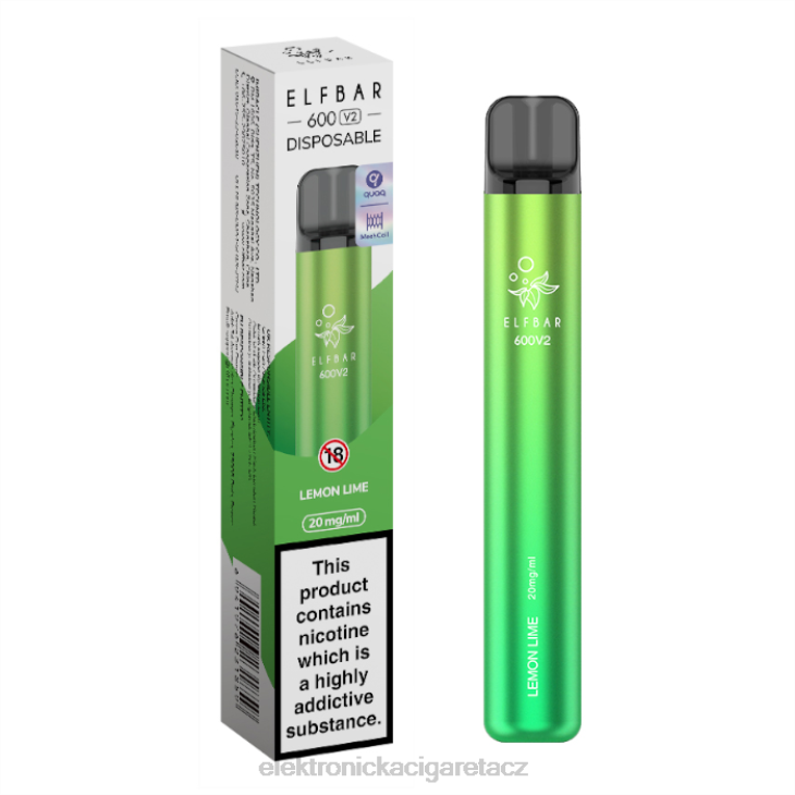 elektronická cigareta na liquid 668X287 citron limetka ELFBAR 600V2 20 mg