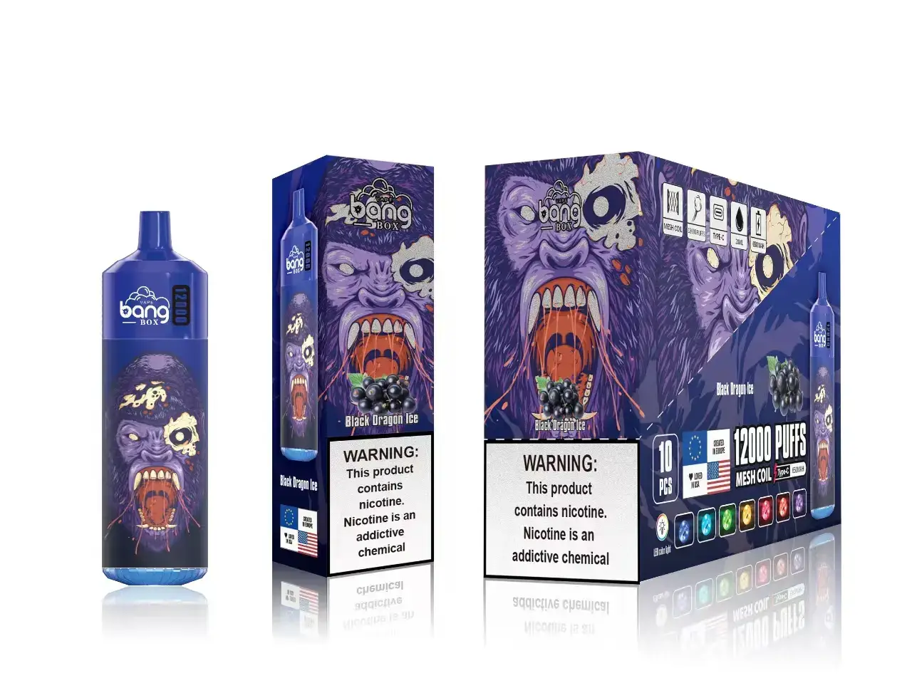 elektronická cigareta vape 668X123 černý drak led Bang Box 12 000 šluků