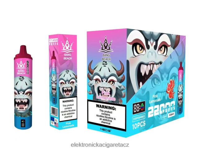 Bang Beach Chytrá obrazovka s 22 000 tahy růžová limonáda Z28FJ615 - Elektronická Cigareta Jednorázová