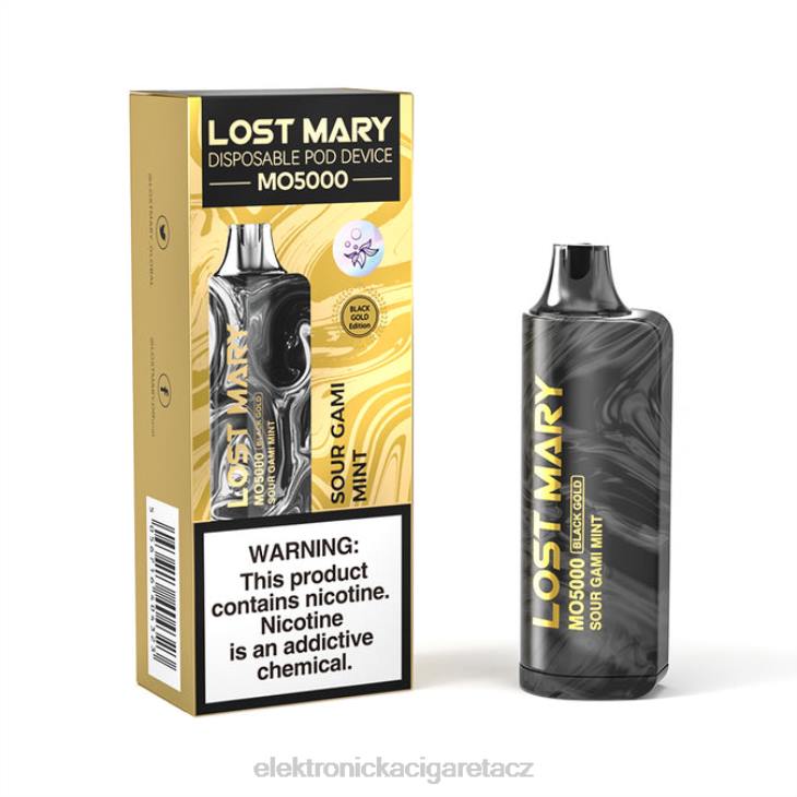 elektronická cigareta doplnovaci 668X346 kyselá máta gami LOST MARY MO5000 černé zlato 10ml